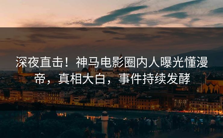 深夜直击！神马电影圈内人曝光懂漫帝，真相大白，事件持续发酵