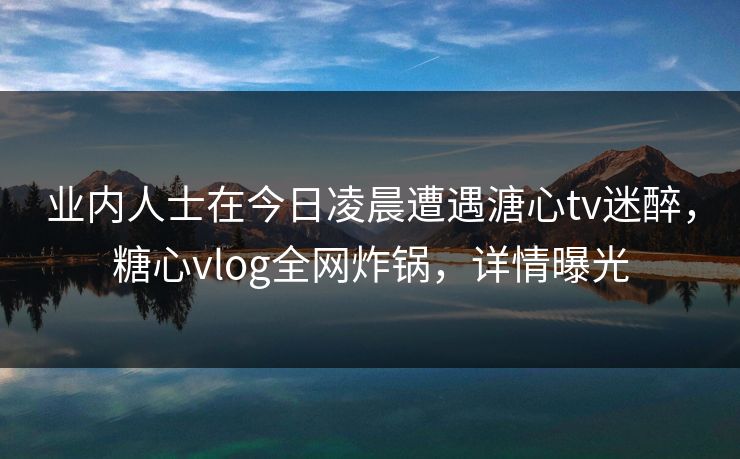 业内人士在今日凌晨遭遇溏心tv迷醉，糖心vlog全网炸锅，详情曝光
