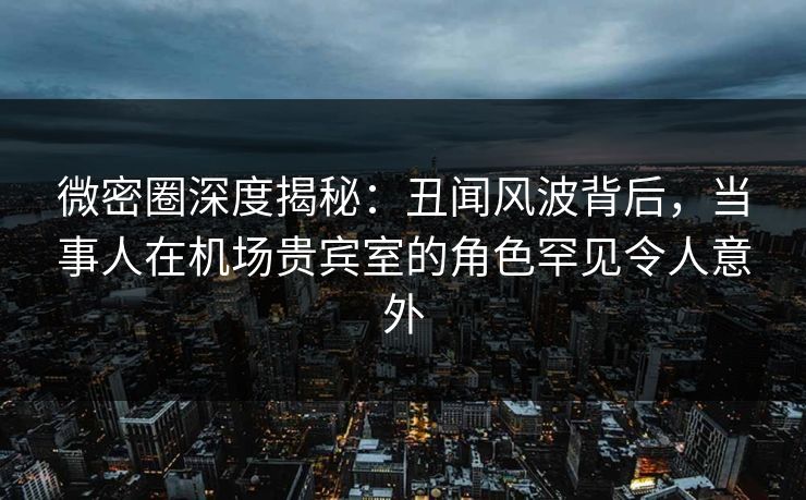 微密圈深度揭秘：丑闻风波背后，当事人在机场贵宾室的角色罕见令人意外