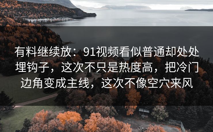 有料继续放：91视频看似普通却处处埋钩子，这次不只是热度高，把冷门边角变成主线，这次不像空穴来风