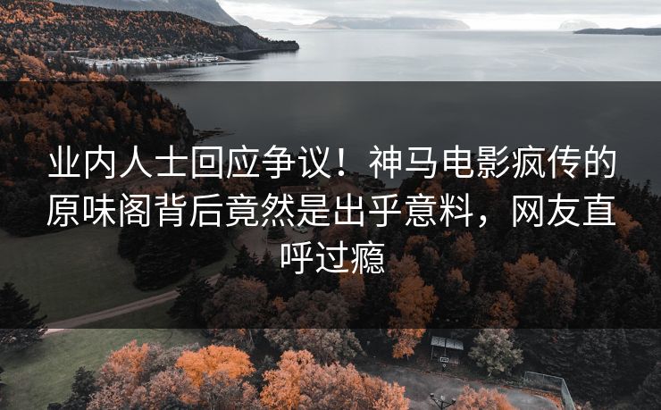 业内人士回应争议！神马电影疯传的原味阁背后竟然是出乎意料，网友直呼过瘾