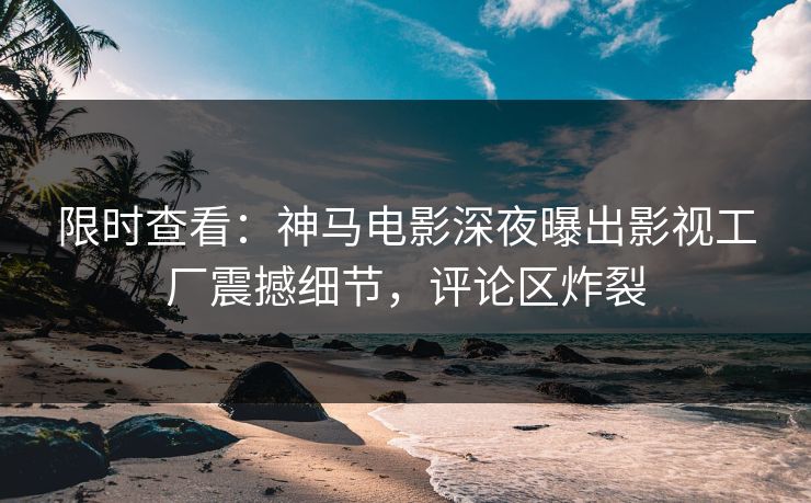 限时查看：神马电影深夜曝出影视工厂震撼细节，评论区炸裂